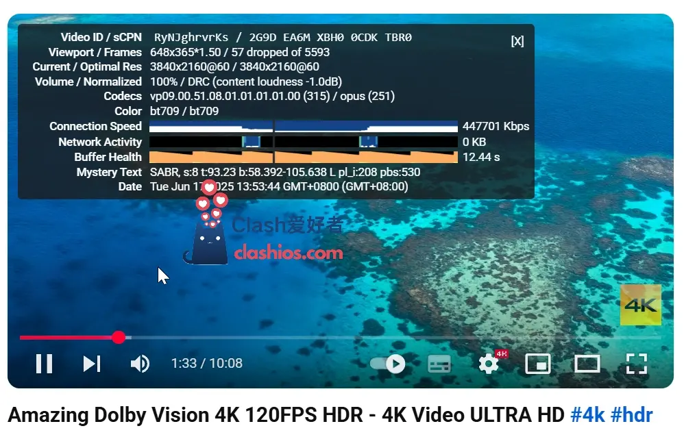 ImmTelecom 机场 YouTube 4K 播放测试