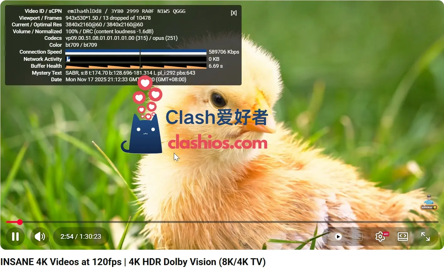 LinkCube 机场 Youtube 4K 播放测试